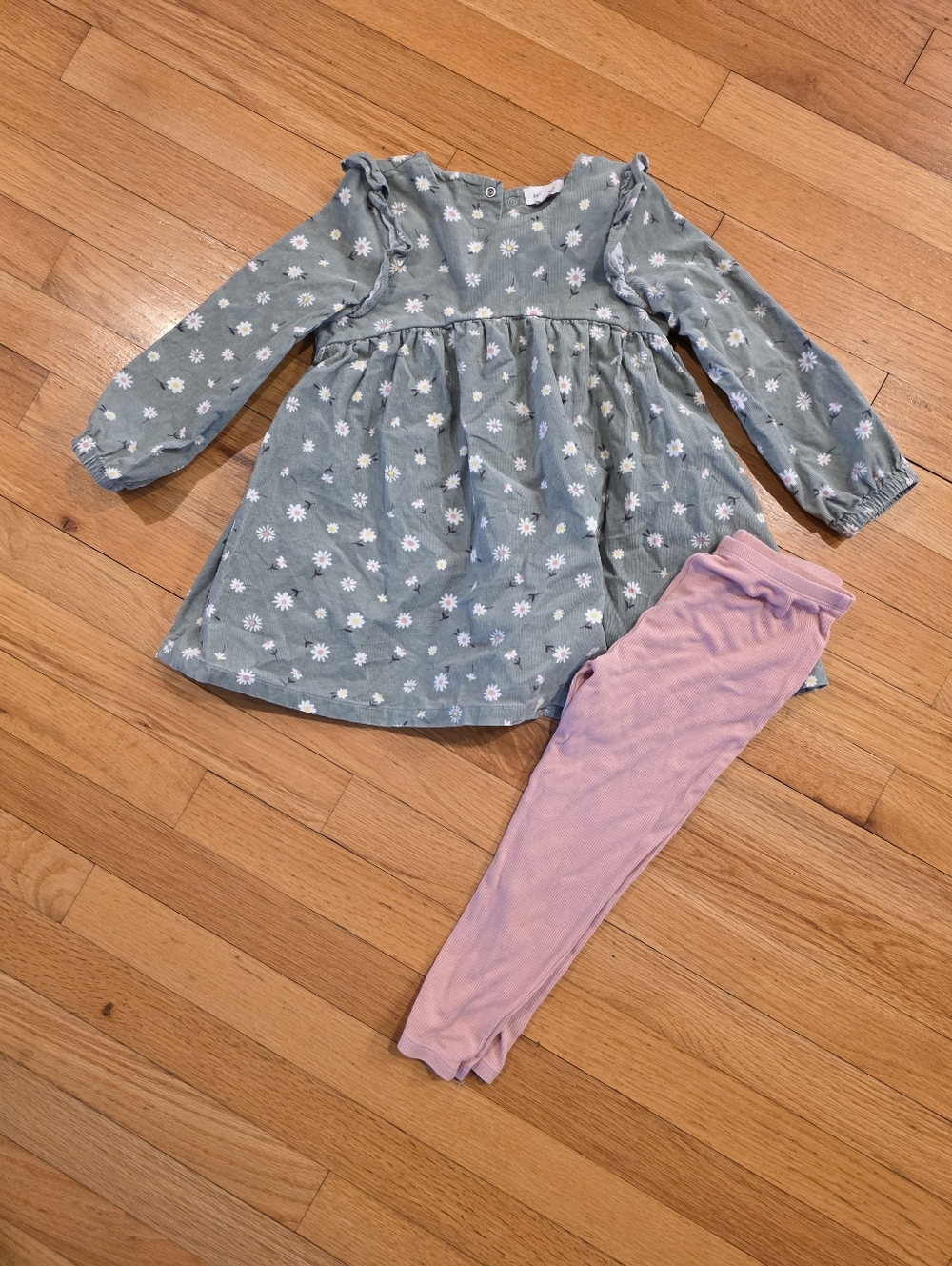 Angel Dear Corduroy Floral Dress With Leggings
